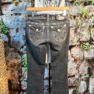 👖 MEK Denim Dark Wash Boot Cut Jeans — Faded Black — Sz 25x34”